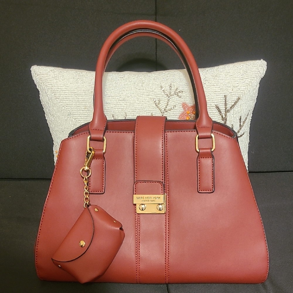 Marc New York Red Leather Satchel with Gold Hardware